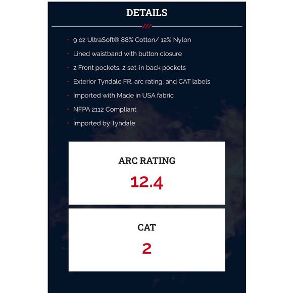 New With Tags Tyndale Fire resistant Work pants 38 x 34 - Picture 13 of 13